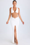 Chic Hardware-Detail Mid-Rise Maxi Skirt in White
