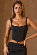 Chic Lace-Up Corset Top in Black