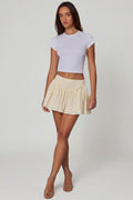 Chic Bow-Detail Broderie Anglaise Mini Skirt in Ivory