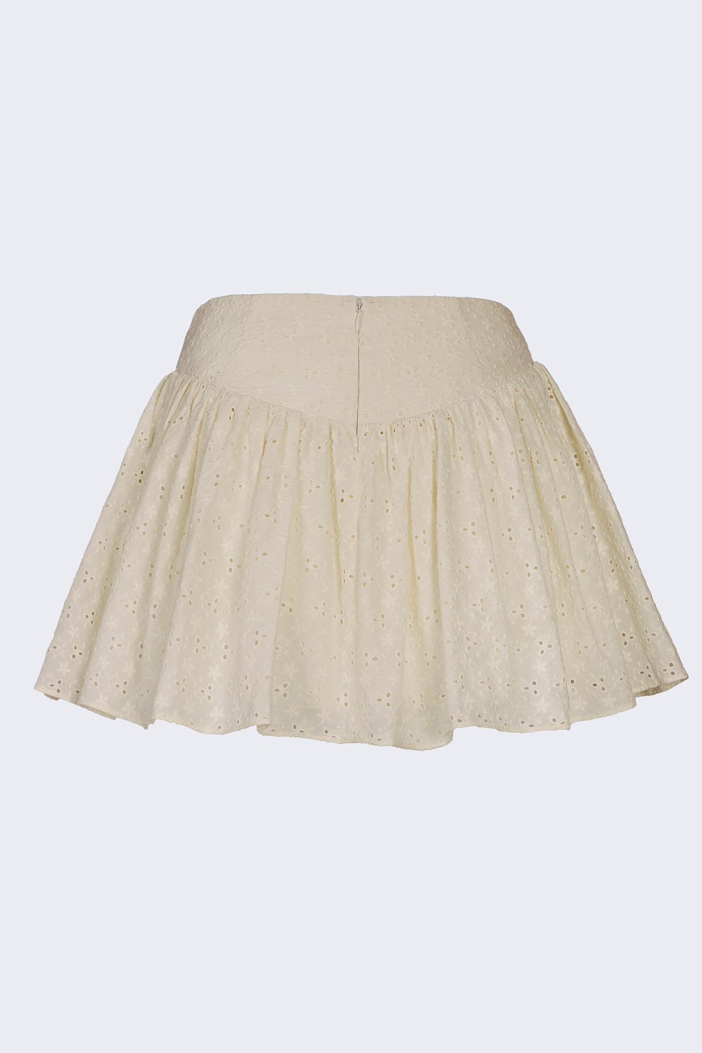 Chic Bow-Detail Broderie Anglaise Mini Skirt in Ivory