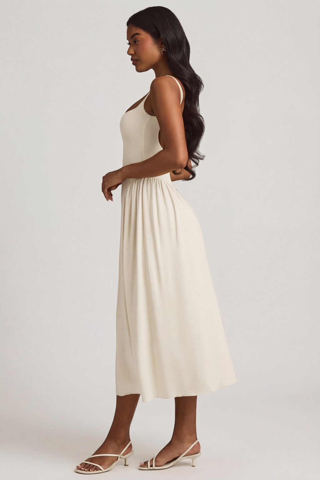 Chic Modal A-Line Midaxi Dress in Ivory