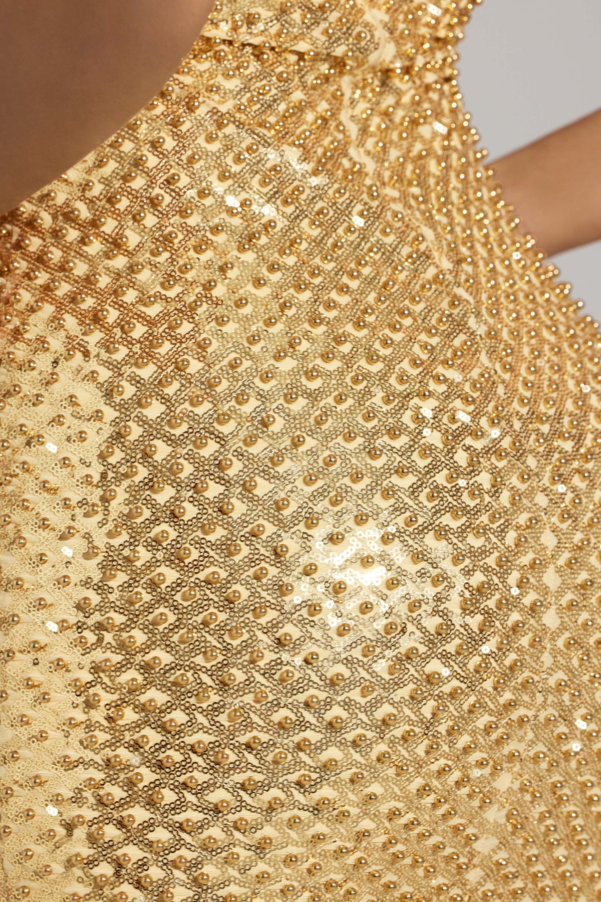 Chic Embellished Mini Dress in Gold