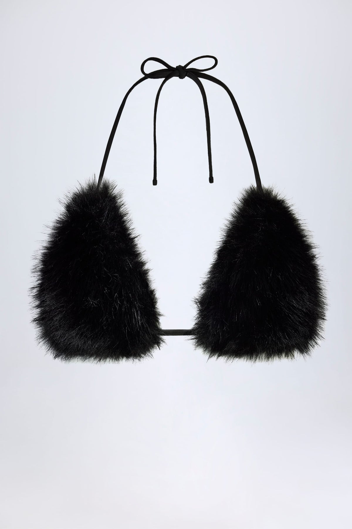 Chic Faux Fur Triangle Bralette in Black