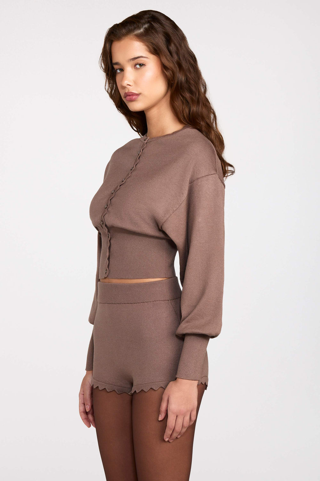 Chic Knit Long-Sleeve Cardigan in Mocha