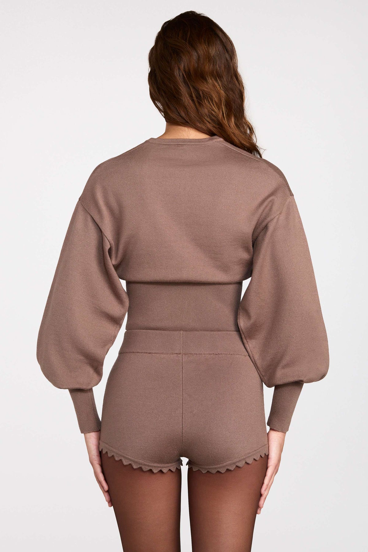 Chic Knit Long-Sleeve Cardigan in Mocha