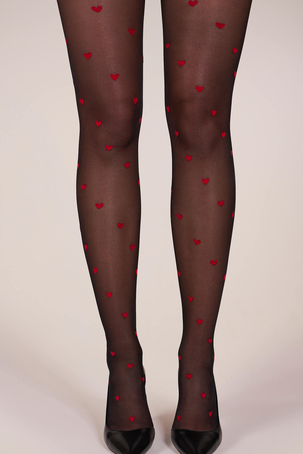 Chic Loveheart Print Tights in Black