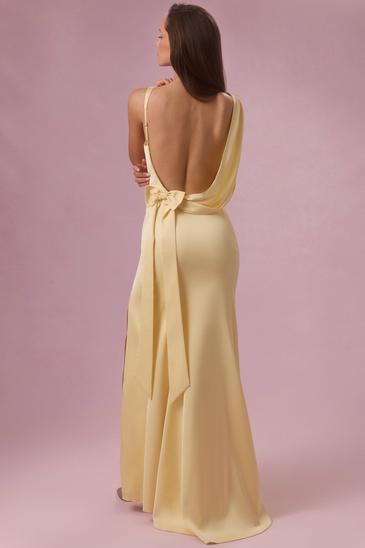 Chic Satin Draped Bridesmaid Dress in Butter