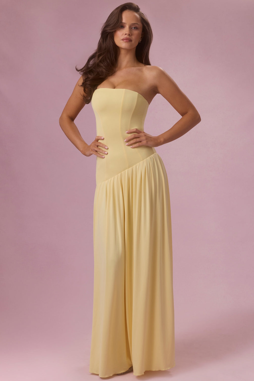 Chic Jersey Strapless Gown in Butter