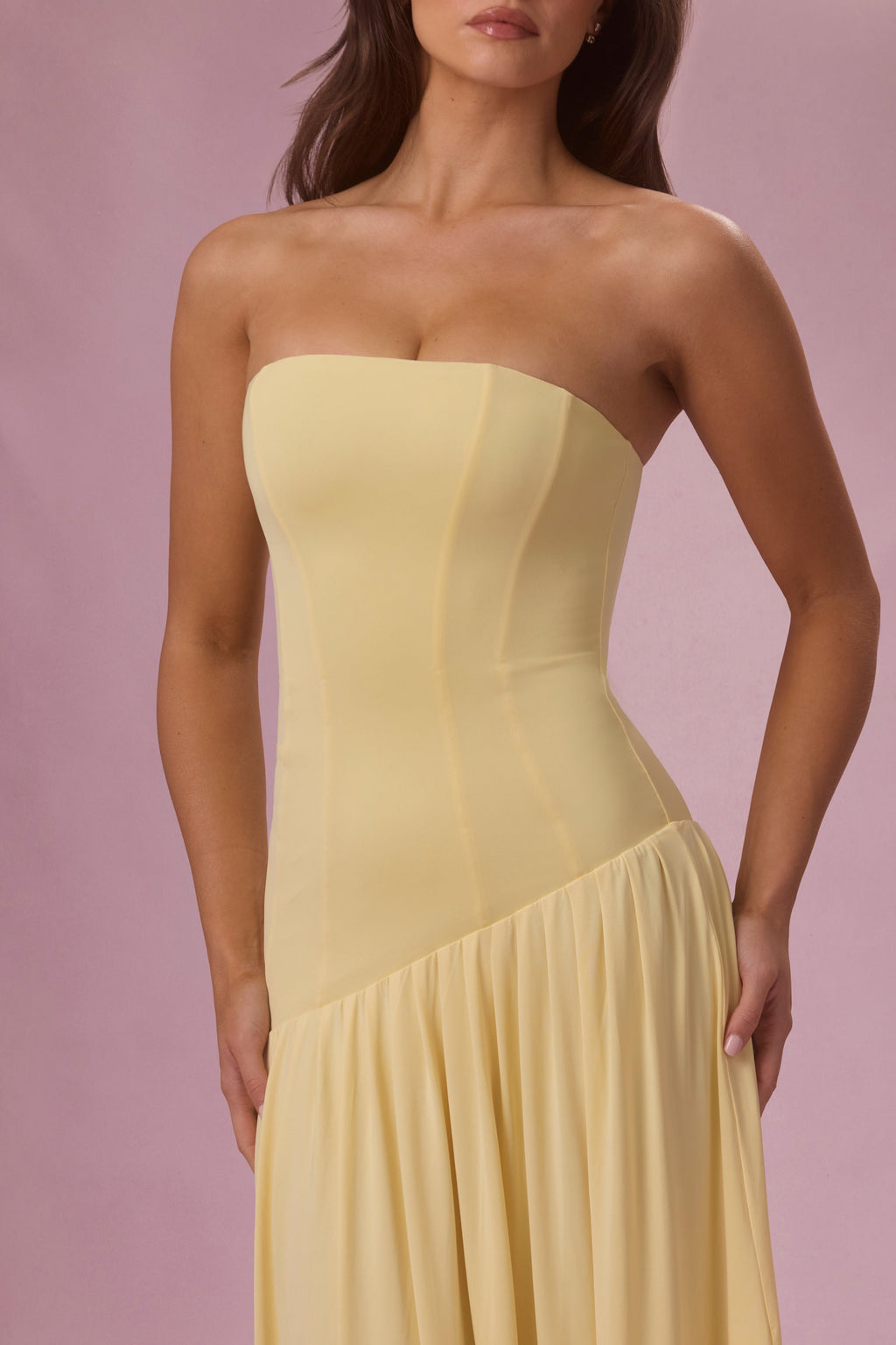 Chic Jersey Strapless Gown in Butter
