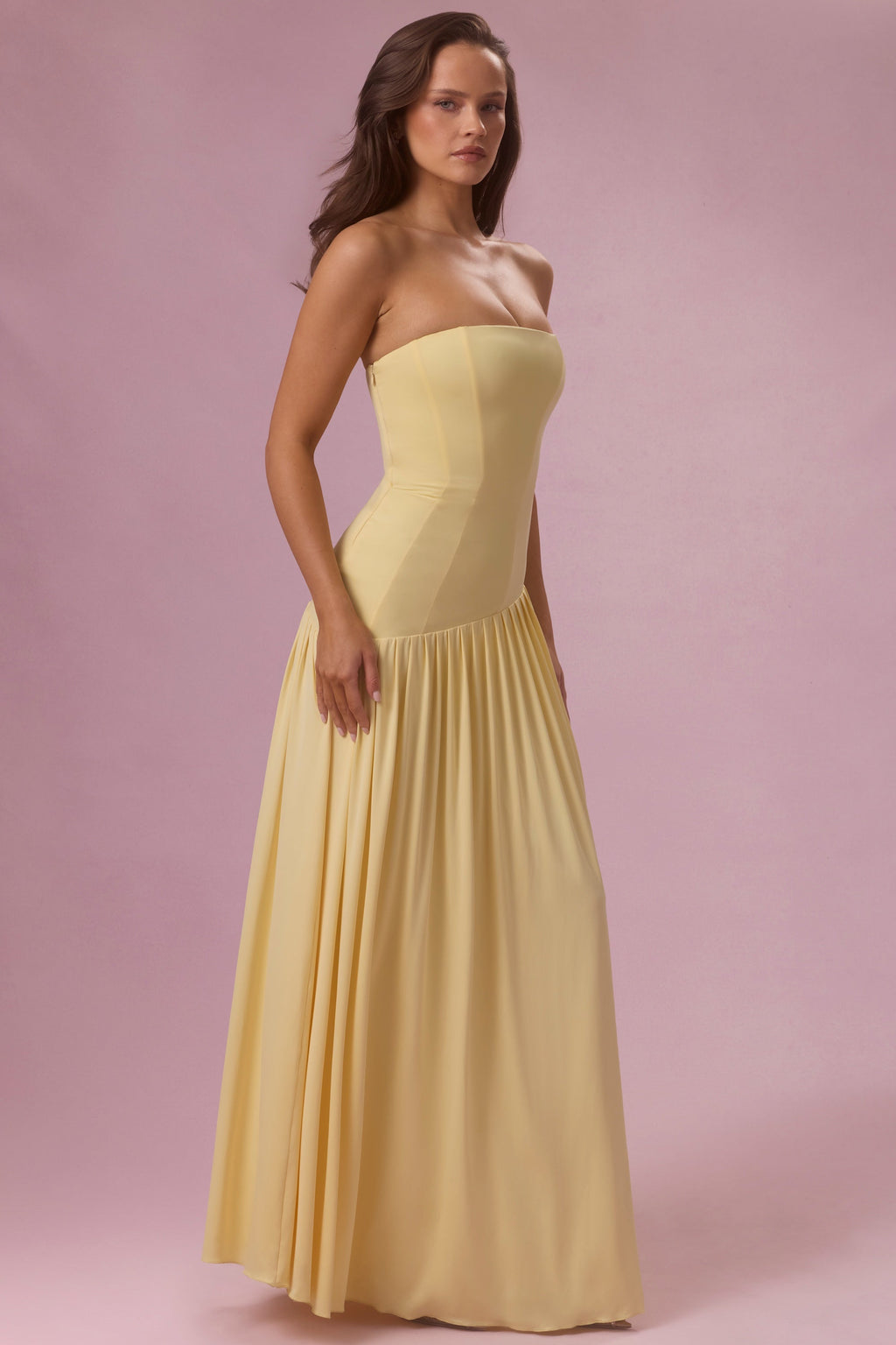 Chic Jersey Strapless Gown in Butter