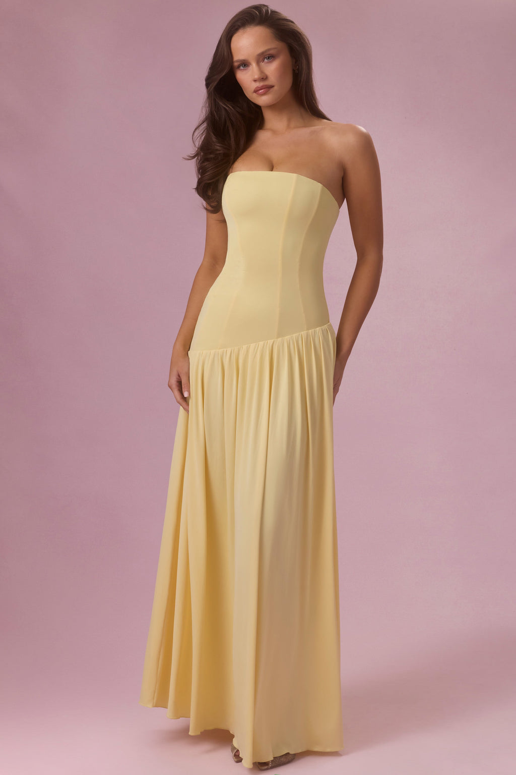 Chic Jersey Strapless Gown in Butter