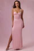 Chic Jersey Corset Bridesmaid Dress in Blush
