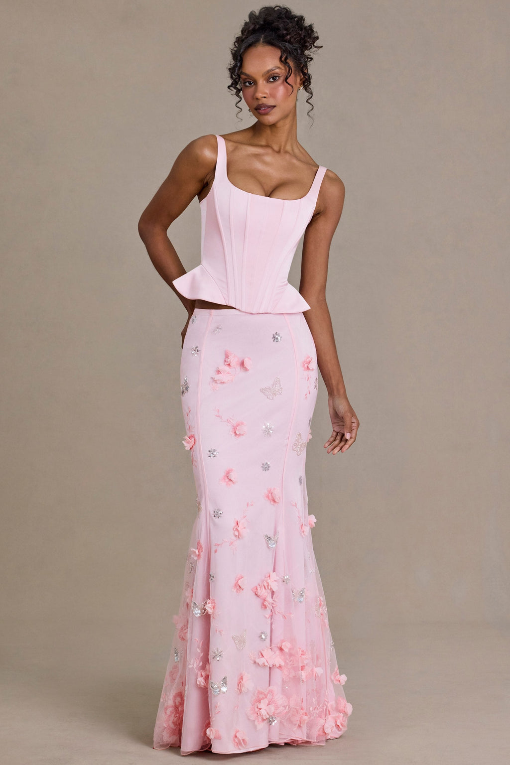 Chic Satin Lace-Up Corset Top in Baby Pink