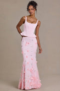 Chic Satin Lace-Up Corset Top in Baby Pink