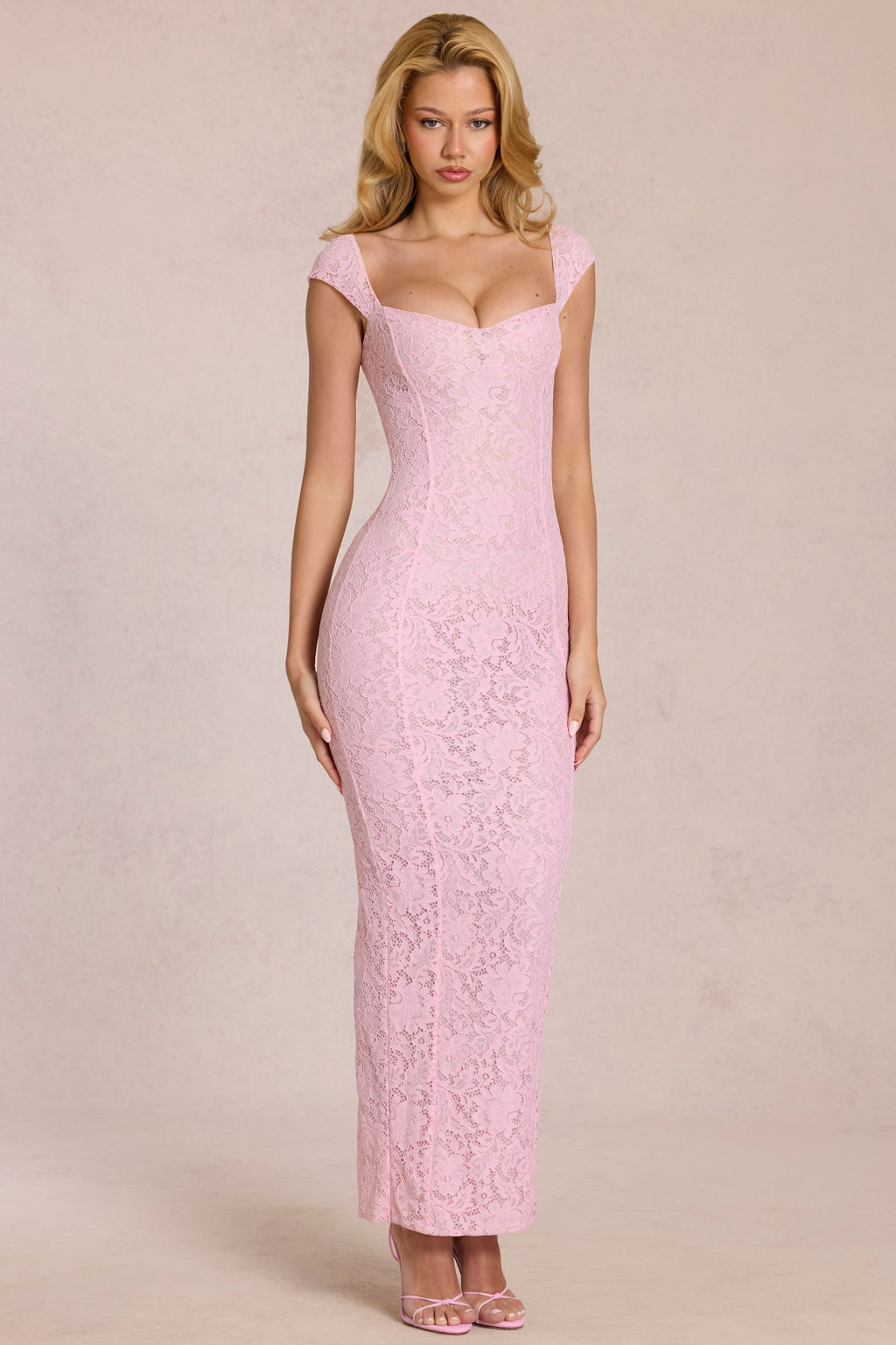 Chic Sweetheart-Neck Maxi Dress in Blossom Pink