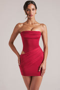 Chic Bandeau Bodycon Mini Dress in Cherry Red