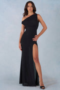 Chic One-Shoulder Maxi Dress in Black