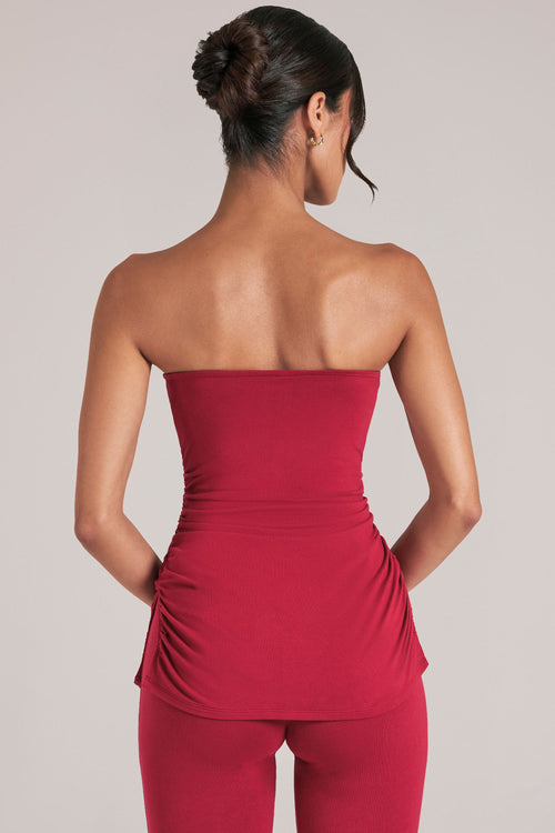 Chic Bandeau Longline Top in Cherry Red