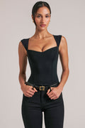 Chic Sweetheart-Neck Bodysuit in Black