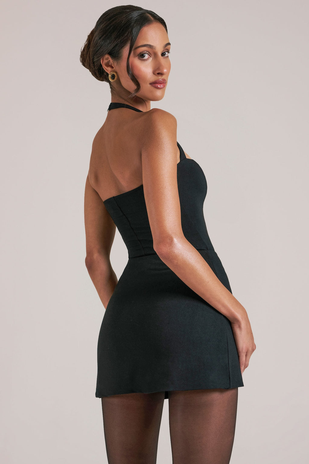 Chic Longline Halterneck Top in Black
