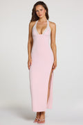 Chic Modal Lace-Trim Maxi Dress in Baby Pink