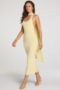 Chic Modal Halterneck Midaxi Dress in Pastel Yellow