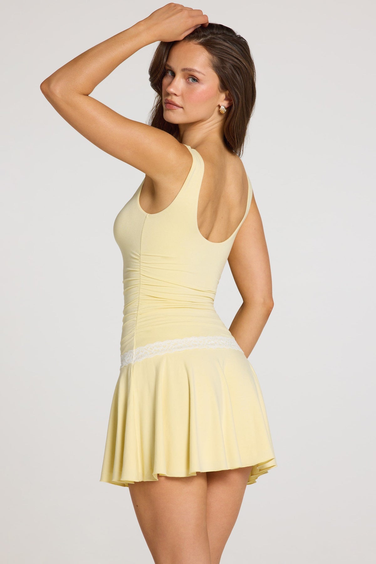 Chic Modal Mini Dress in Pastel Yellow