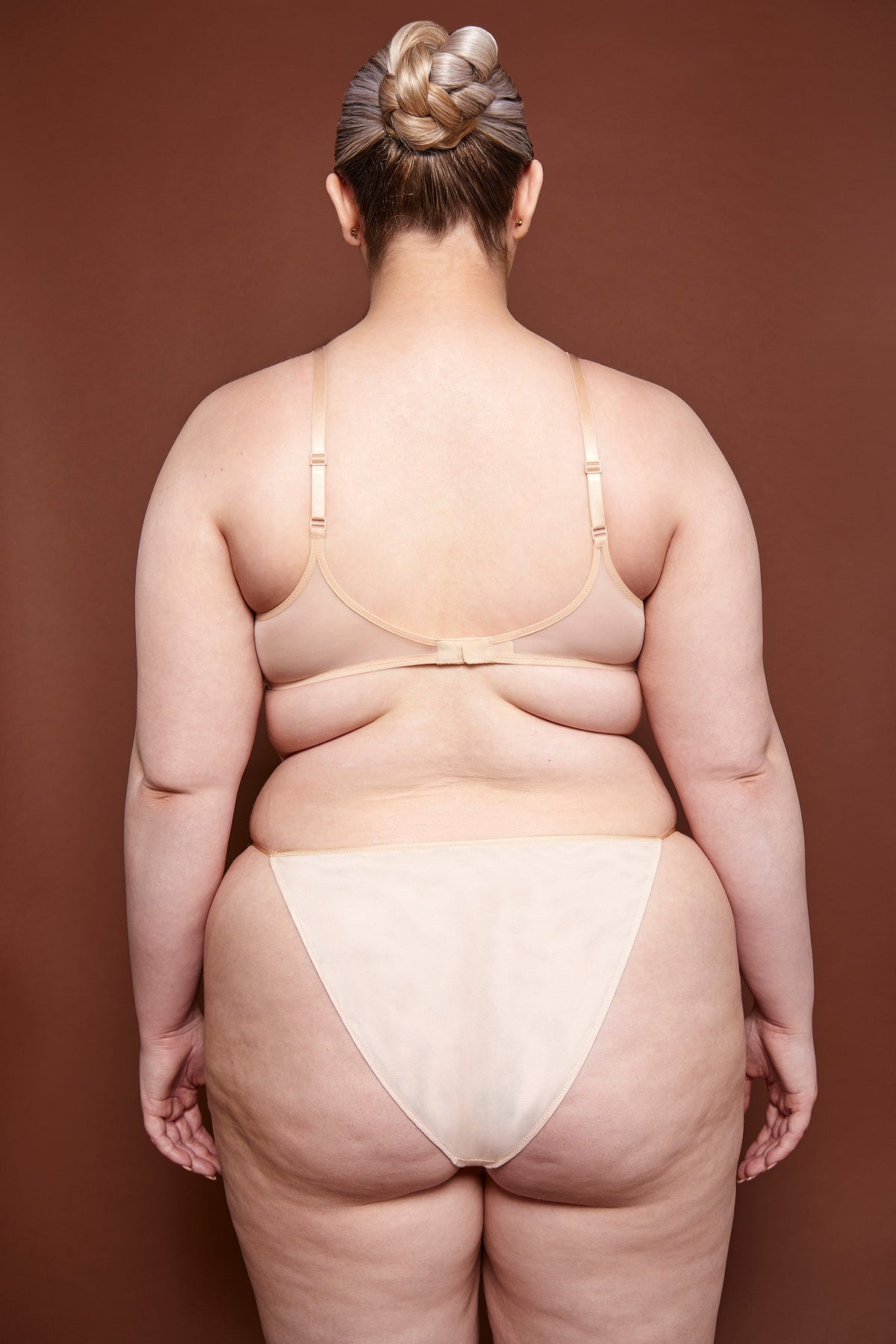 Chic Soft Mesh Single Layer Triangle Bra in Beige