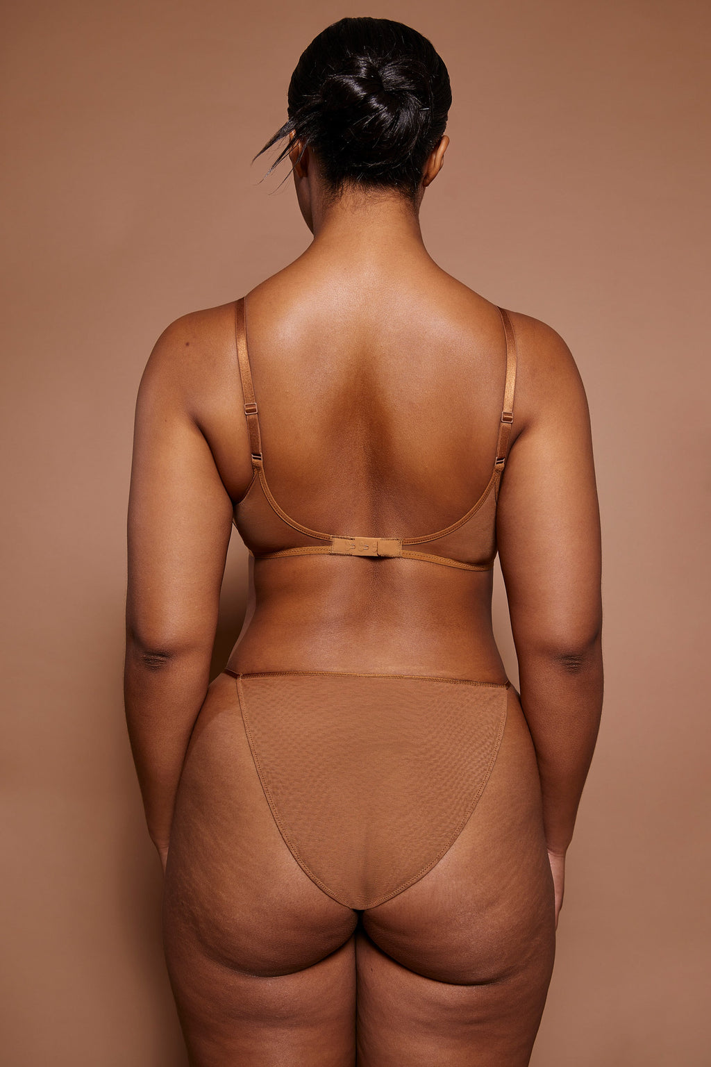 Chic Soft Mesh Single Layer Triangle Bra in Almond