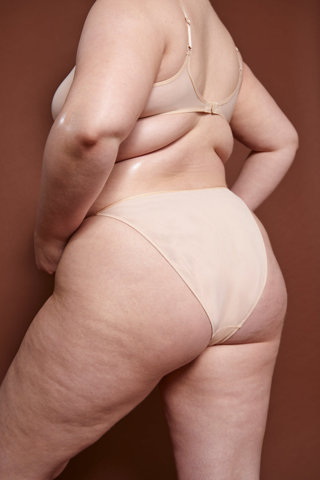 Chic Soft Mesh Single Layer Triangle Bra in Beige