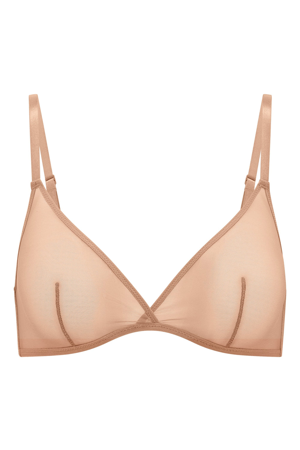 Chic Soft Mesh Single Layer Triangle Bra in Warm Peach