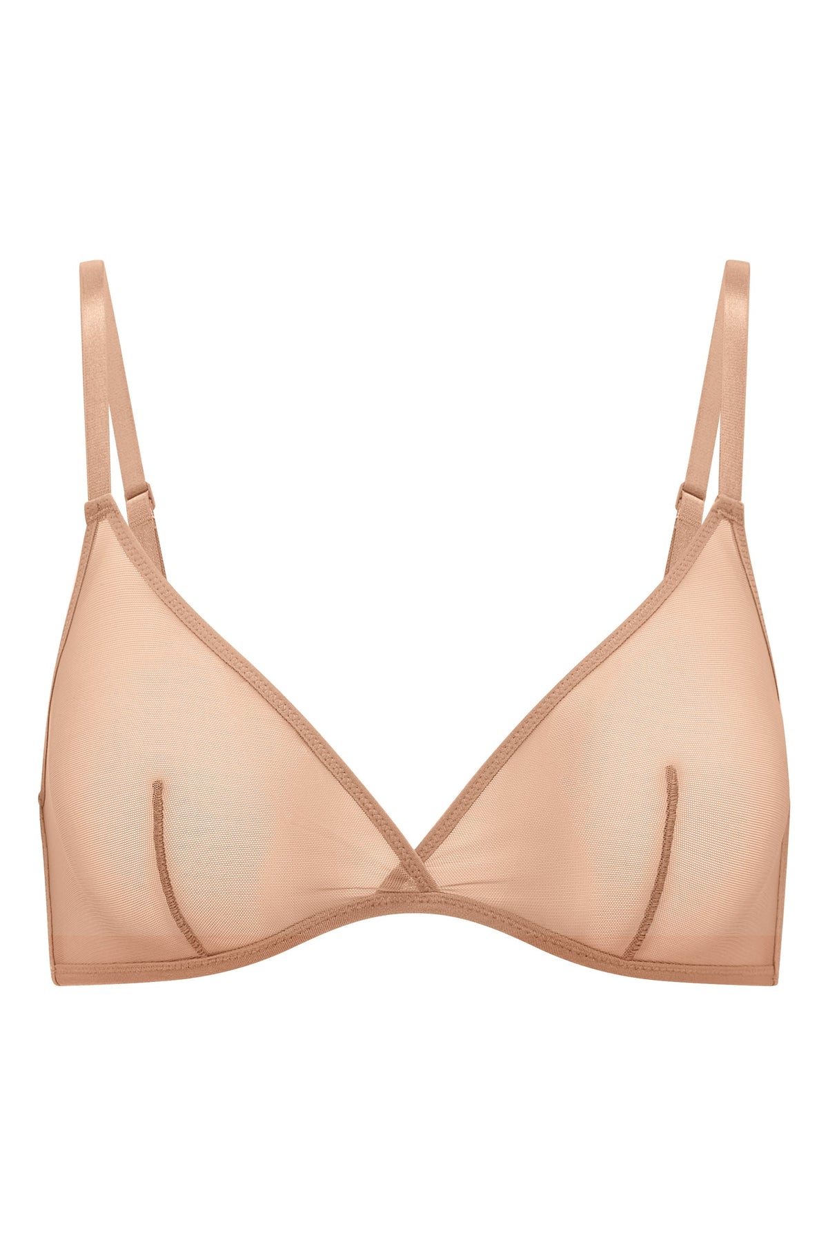 Chic Soft Mesh Single Layer Triangle Bra in Warm Peach