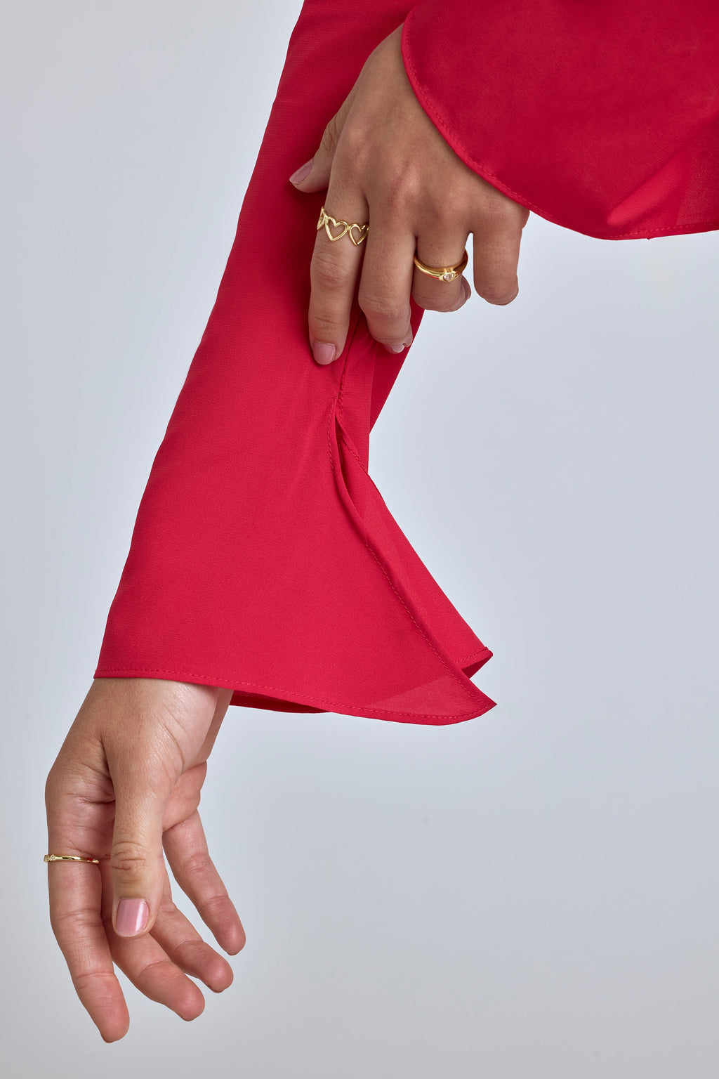 Chic Long Sleeve Godet Mini Dress in Cherry Red