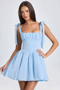 Chic Draped Corset Mini Dress in Sky Blue