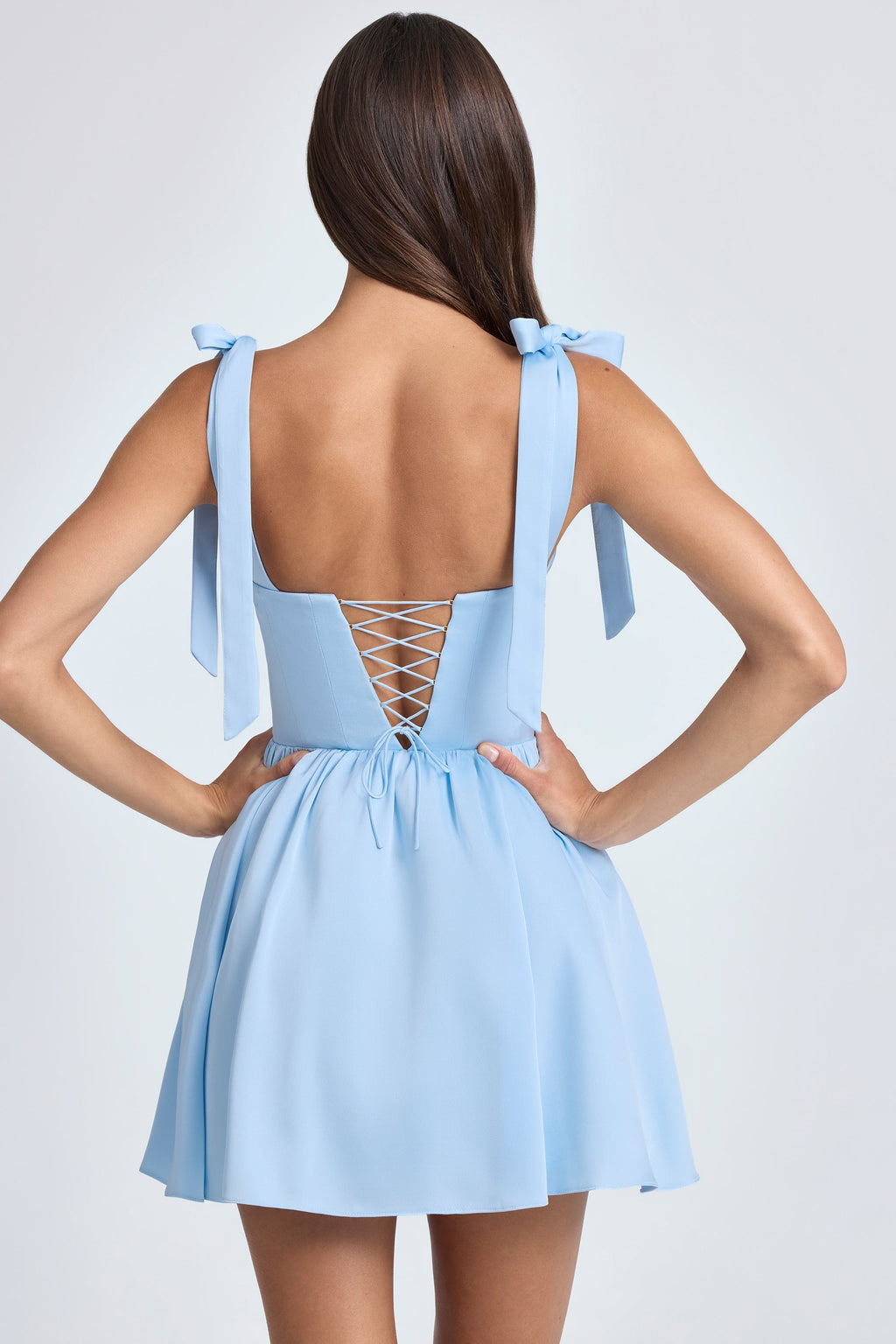 Chic Draped Corset Mini Dress in Sky Blue