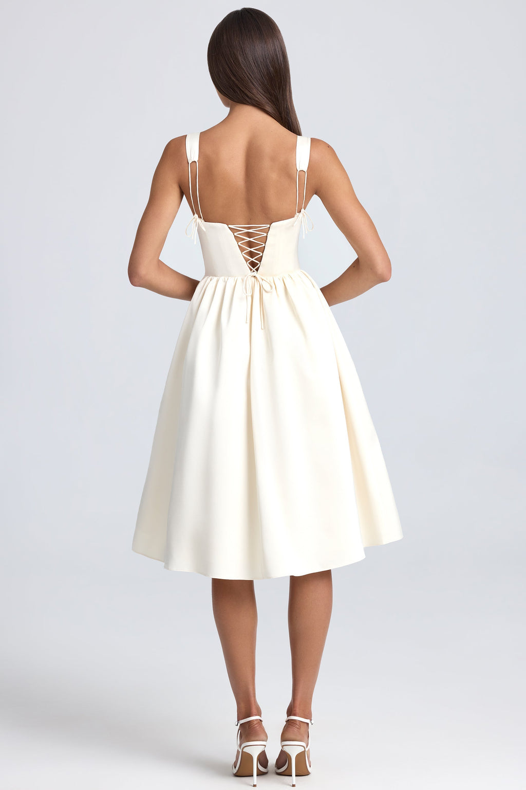 Chic Draped Corset Midaxi Dress in Ivory