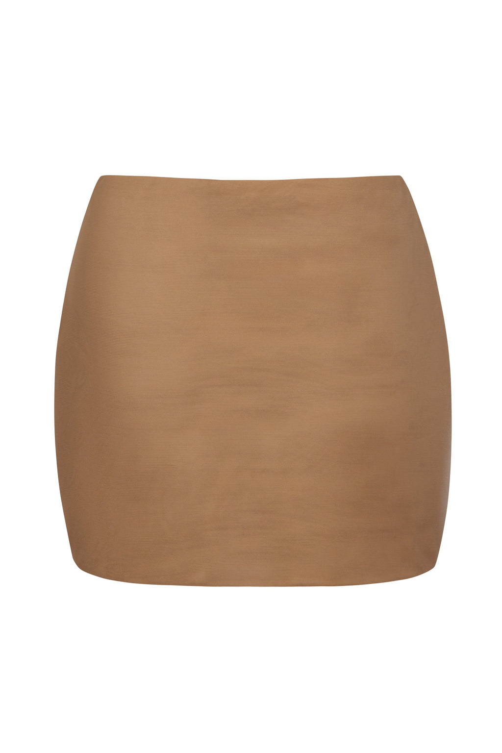 Chic Soft Mesh Low-Rise Micro Mini Slip Skirt in Almond