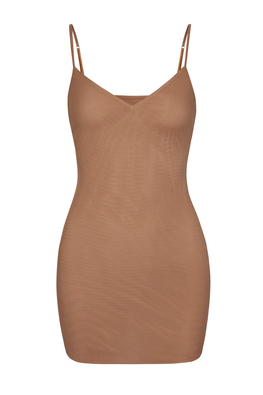 Chic Soft Mesh V-Neck Mini Slip Dress in Honey