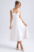 Chic Sweetheart-Neck Ruched Midaxi Dress in Ivory