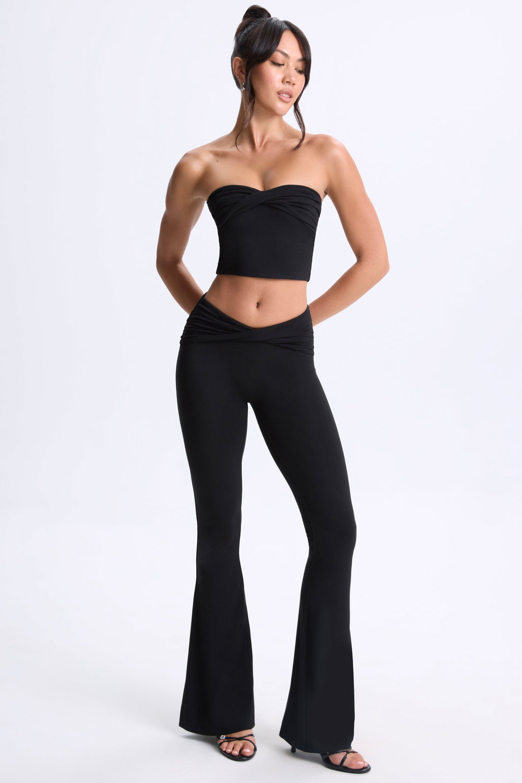 Chic Modal Twist-Front Bandeau Top in Black