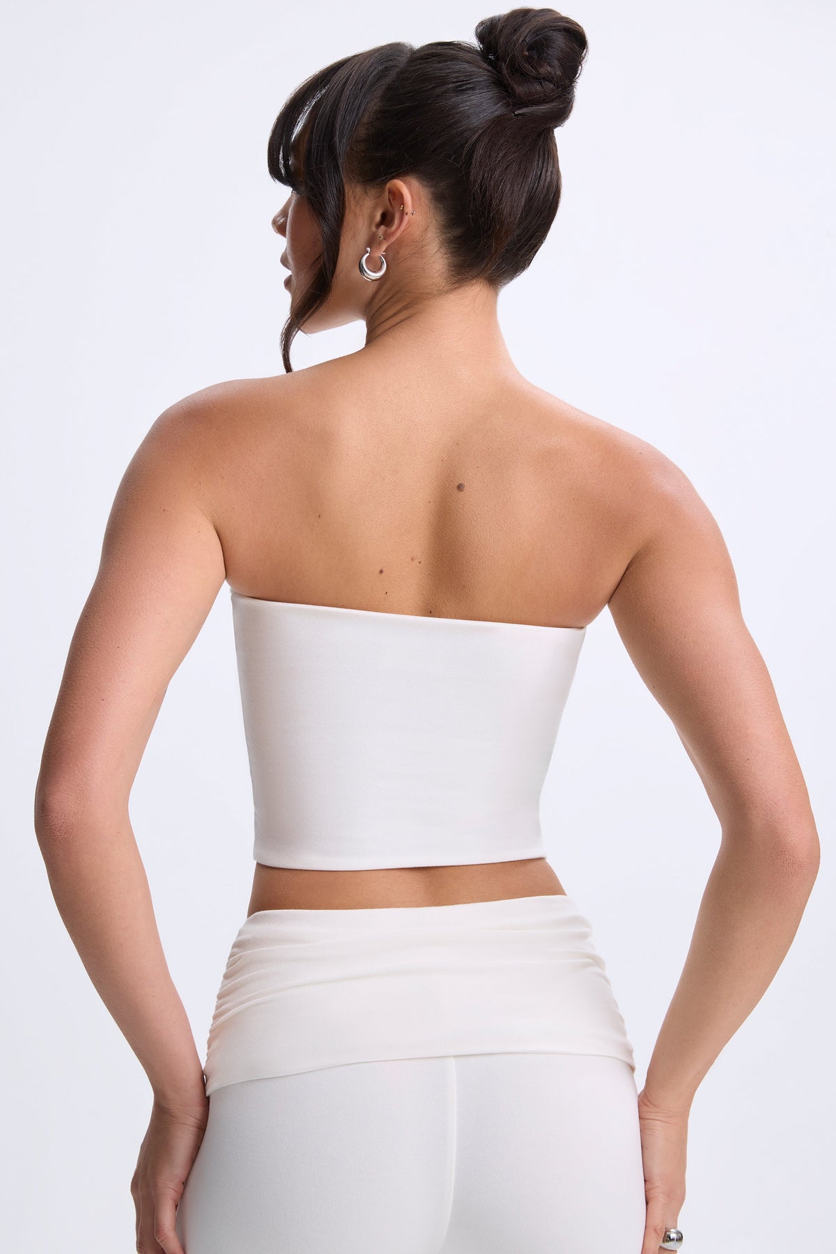 Chic Modal Twist-Front Bandeau Top in White