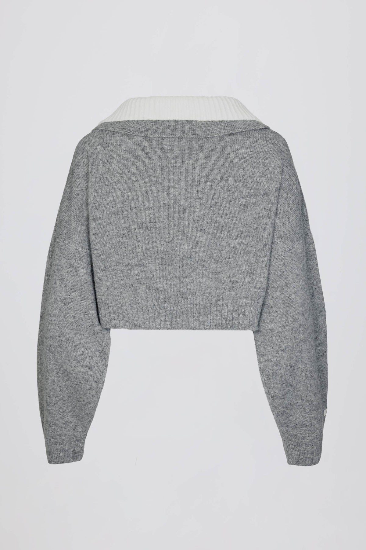 Chic Soft Knit Layered Collar Cropped Jumper in Grey