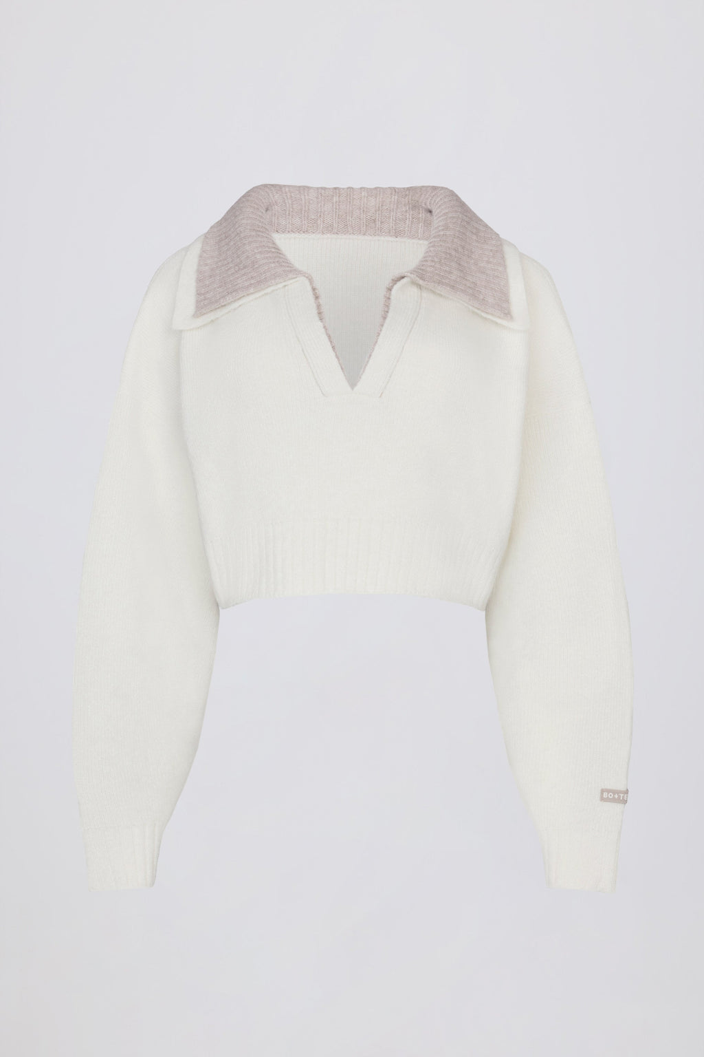 Chic Soft Knit Layered Collar Cropped Jumper in Ivory