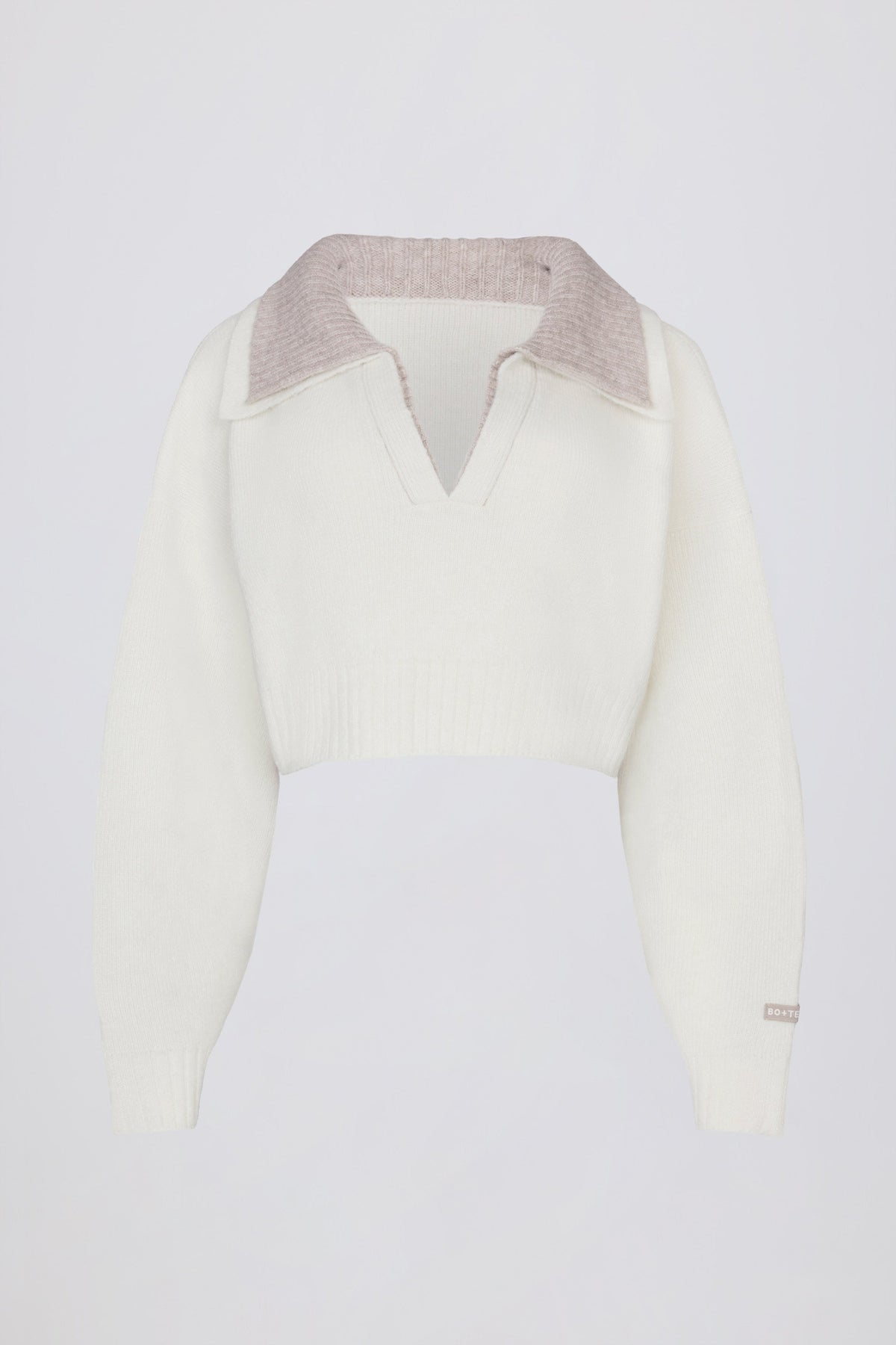Chic Soft Knit Layered Collar Cropped Jumper in Ivory