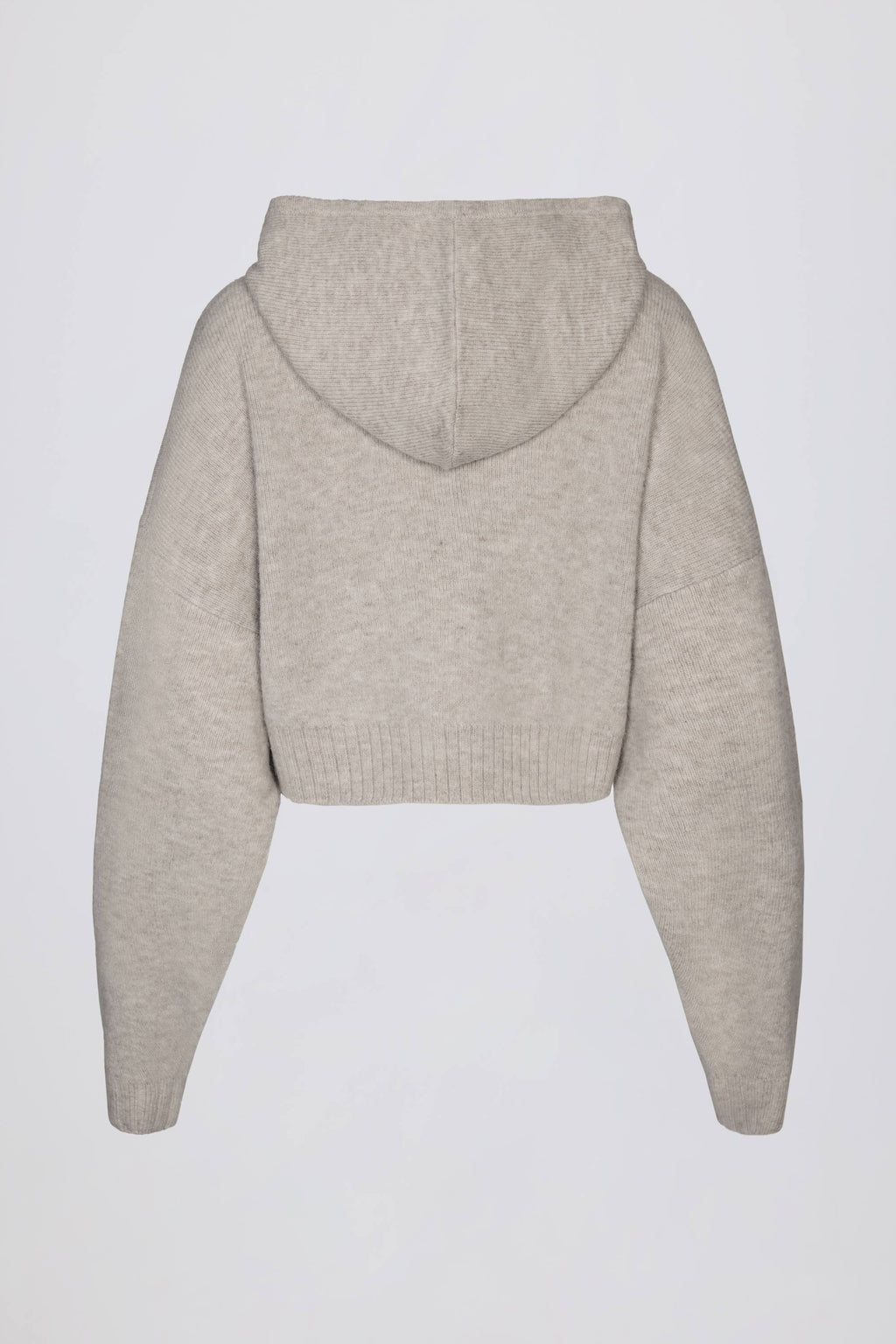 Chic Soft Knit Zip-Up Cropped Hoodie in Beige