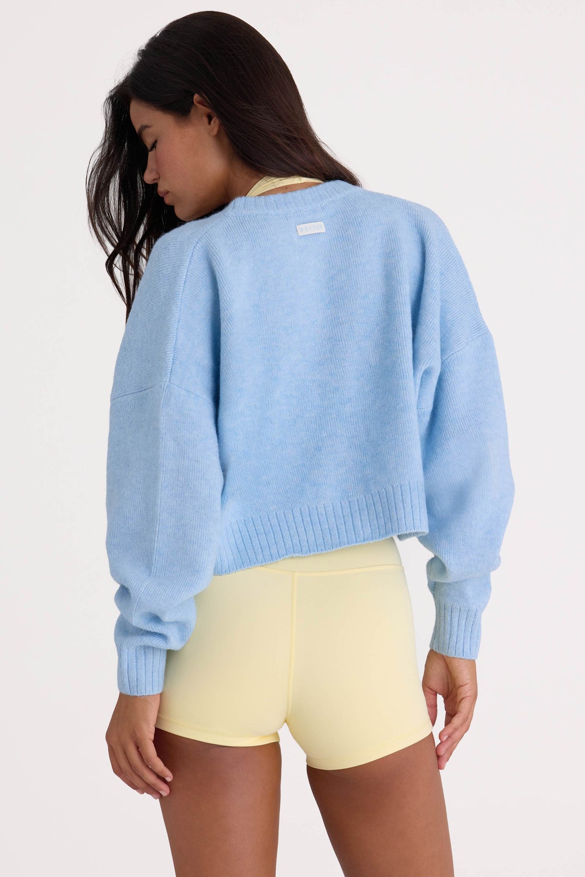 Chic Knit Cropped Cardigan in Powder Blue