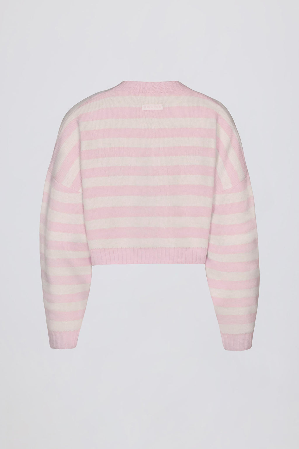 Chic Soft Knit Stripe Cropped Cardigan in Pink Stripe