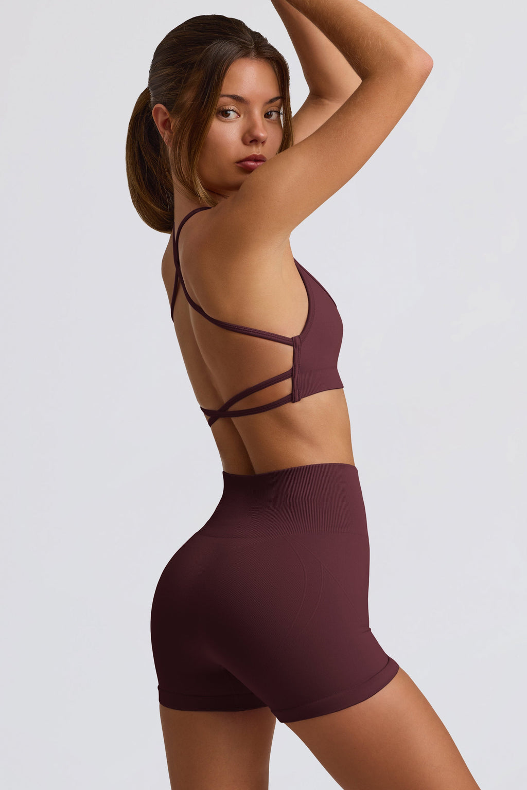 Chic Super Sculpt Seamless Mini Shorts in Burgundy