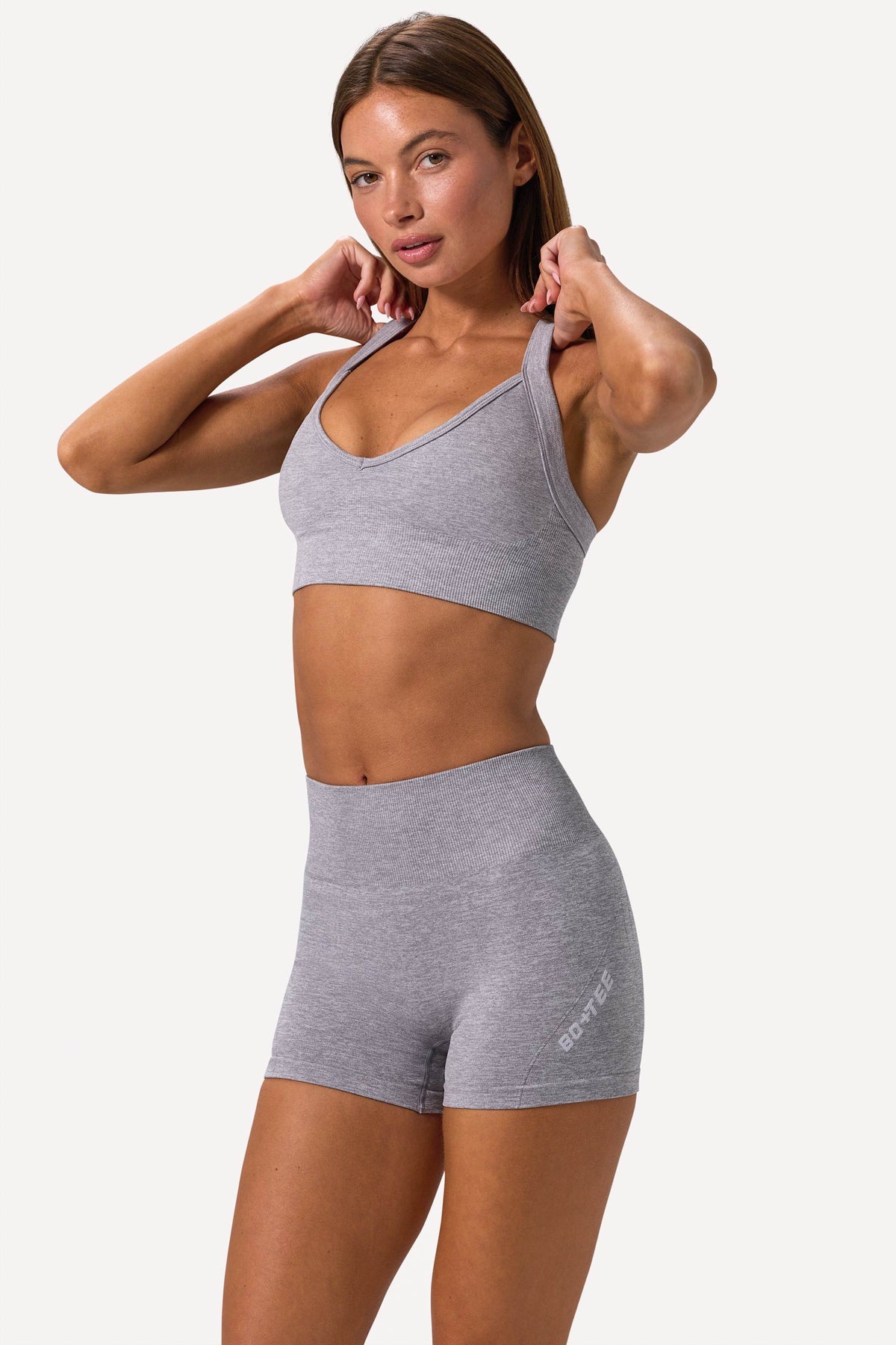 Chic Super Sculpt Seamless Mini Shorts in Grey Marl