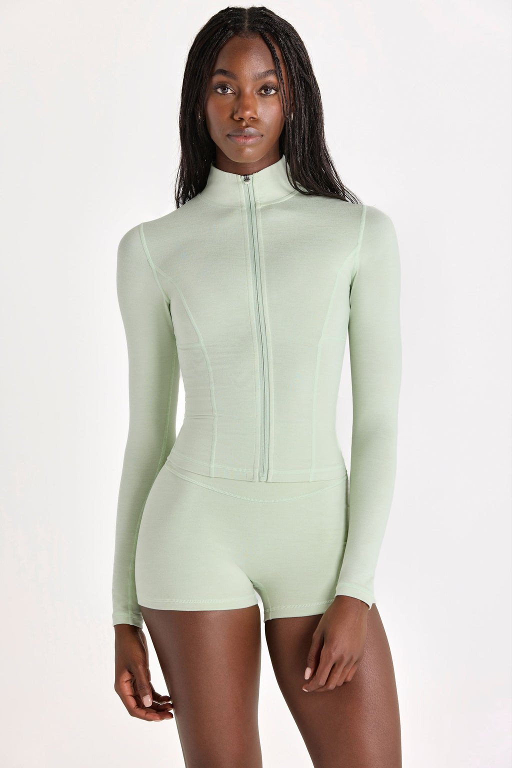 Chic Soft Active Zip-Up Jacket in Pistachio